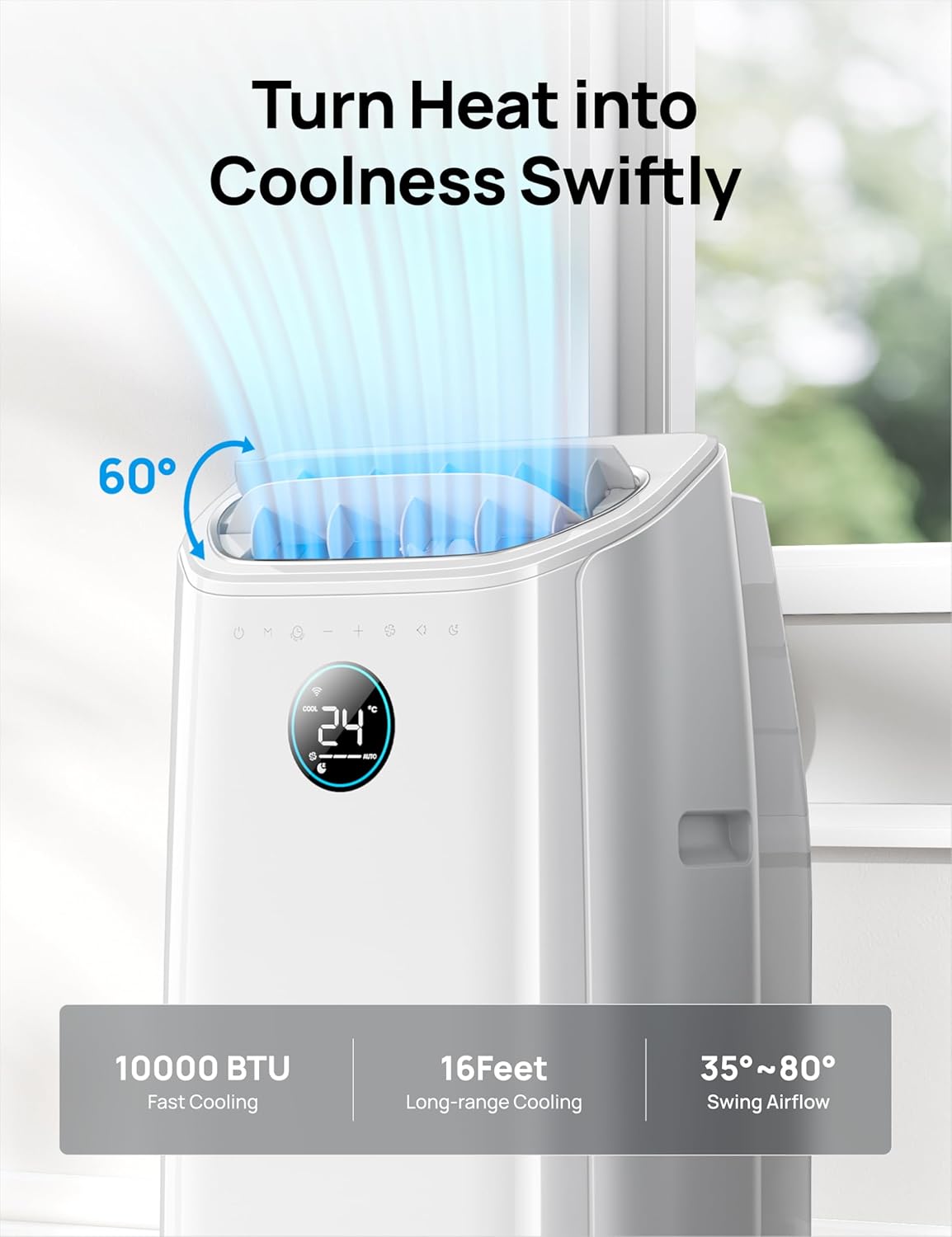 Dreo Climatiseur Mobile Connecté (10000 BTU, Silencieux)