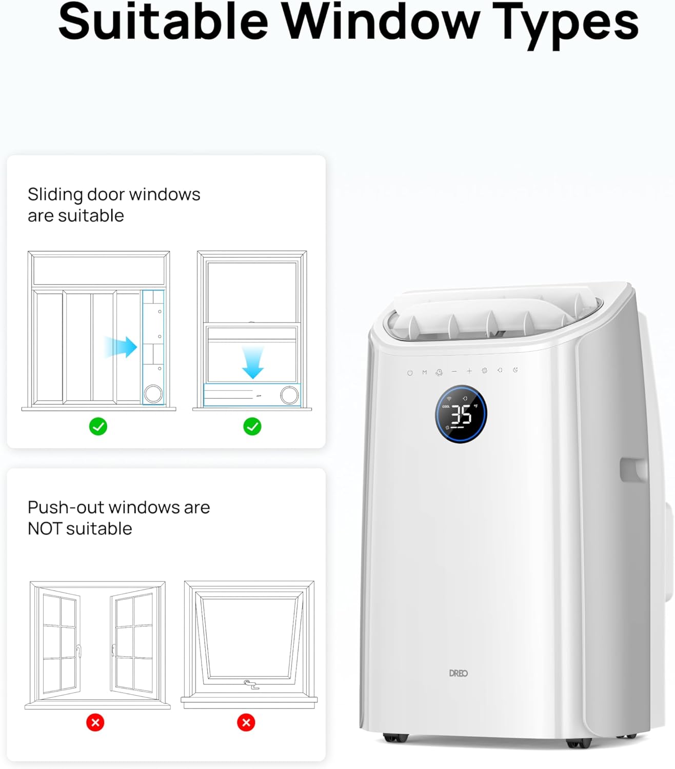 Dreo Climatiseur Mobile Connecté (10000 BTU, Silencieux)