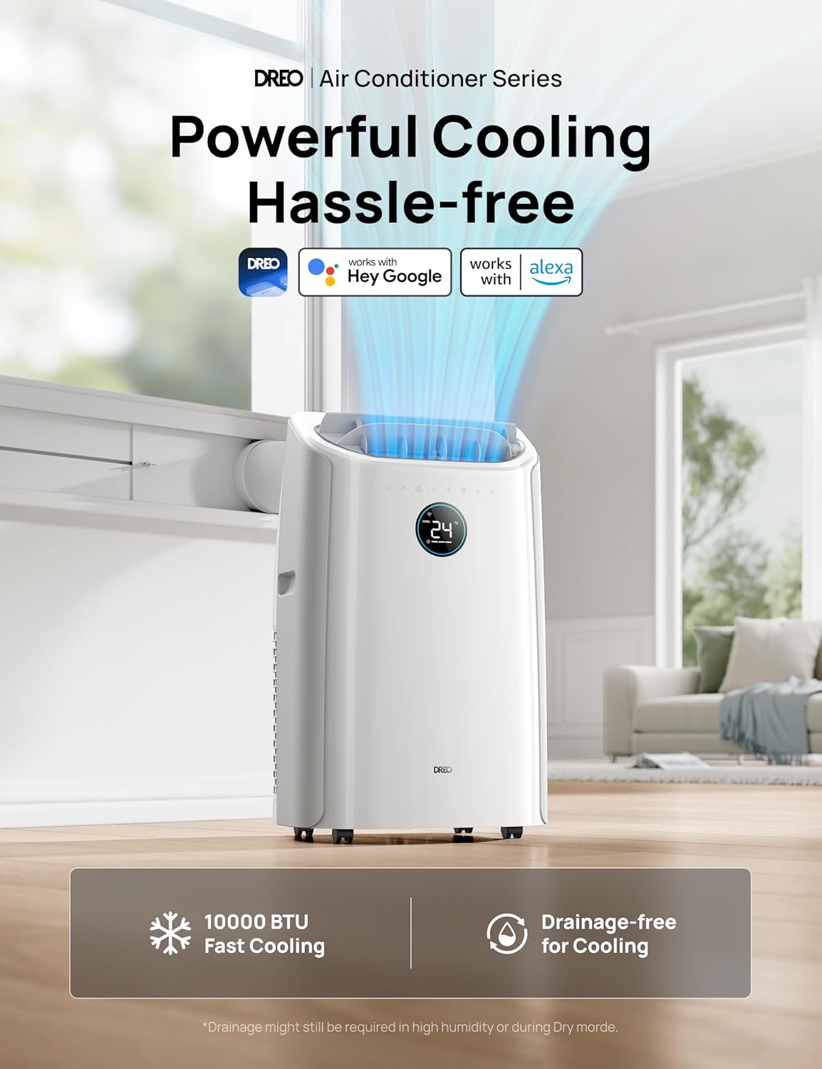 Dreo Climatiseur Mobile Connecté (10000 BTU, Silencieux)
