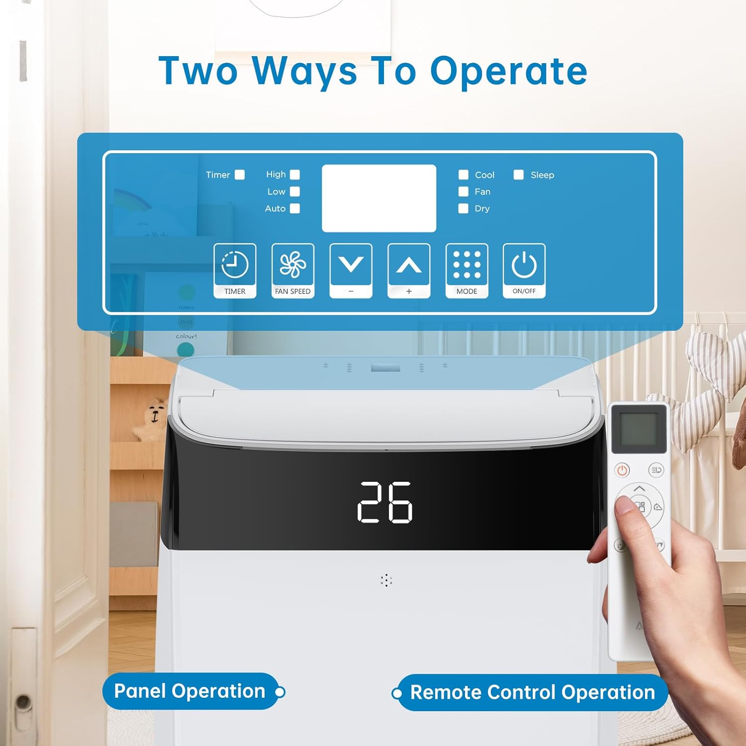 Climatiseur Mobile 4-en-1 (12000 BTU, Fonction Follow-Me, Silencieux)