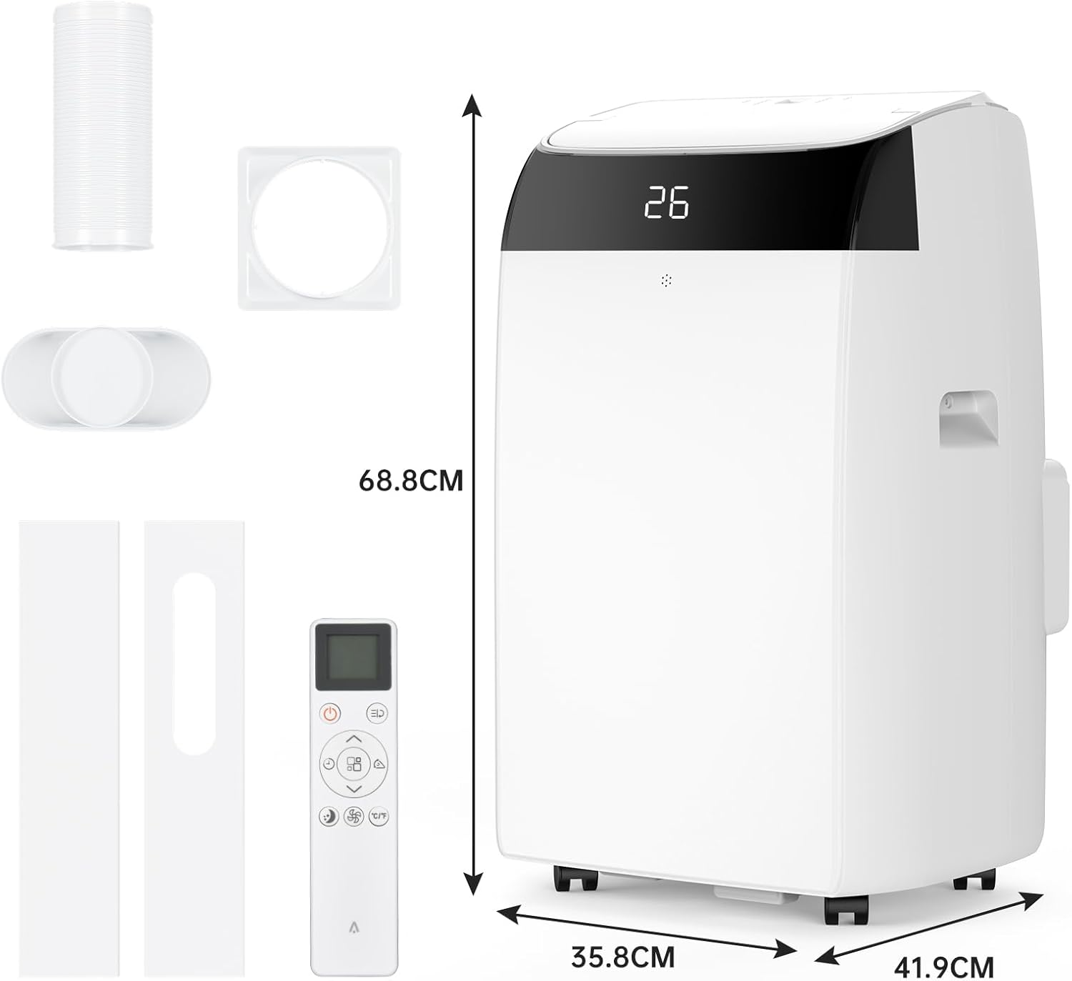 Climatiseur Mobile 4-en-1 (12000 BTU, Fonction Follow-Me, Silencieux)