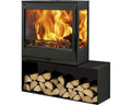 Cheminée Panadero CHARME 3V Acier noir 7,1 kW Avec compartiment à bois