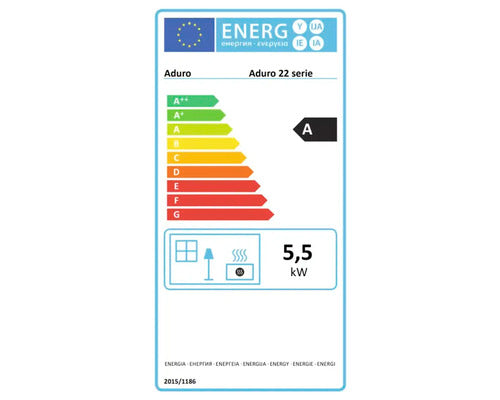 Poêle cheminée Aduro 22.4 Lux en acier noir 5,5 kW